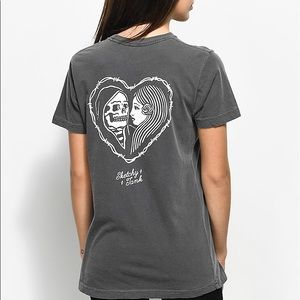 Lurking Class By Sketchy Tank Heart Grey T-Shirt Sz S